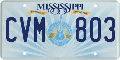 MS license plate CVM803