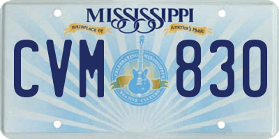 MS license plate CVM830