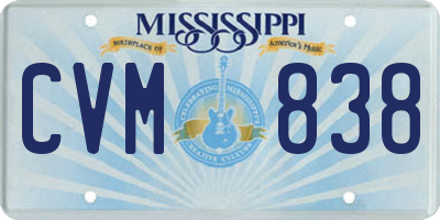 MS license plate CVM838