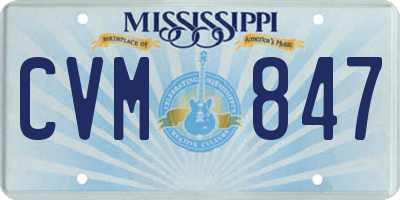 MS license plate CVM847