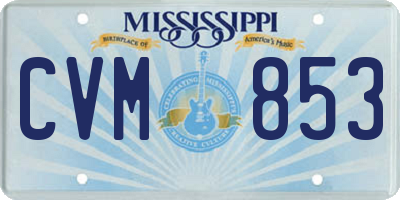 MS license plate CVM853