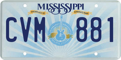 MS license plate CVM881