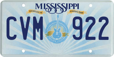 MS license plate CVM922