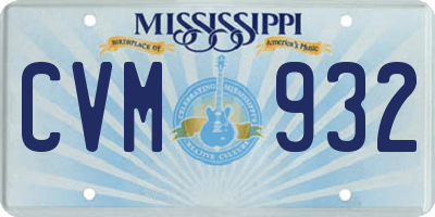 MS license plate CVM932