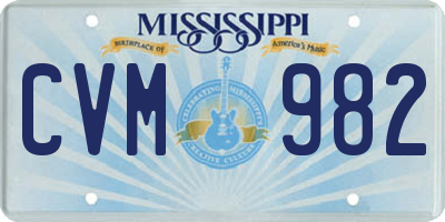 MS license plate CVM982