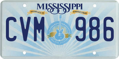 MS license plate CVM986