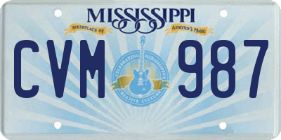 MS license plate CVM987