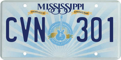 MS license plate CVN301