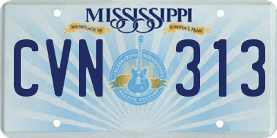 MS license plate CVN313