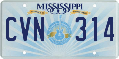 MS license plate CVN314