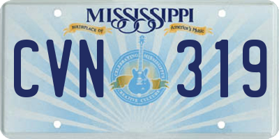 MS license plate CVN319