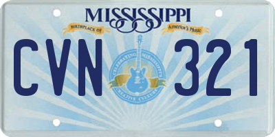 MS license plate CVN321