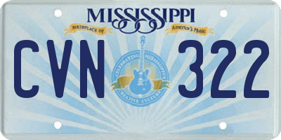 MS license plate CVN322