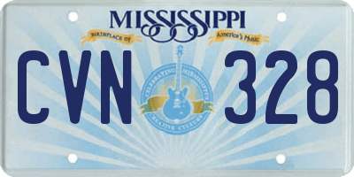 MS license plate CVN328