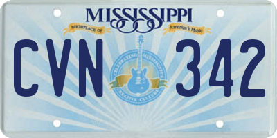 MS license plate CVN342