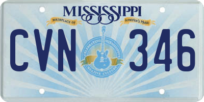 MS license plate CVN346