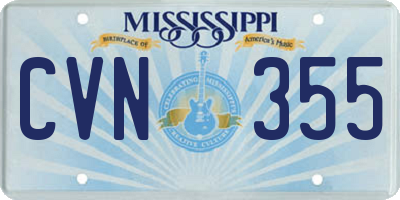 MS license plate CVN355