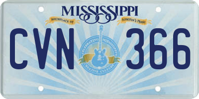 MS license plate CVN366