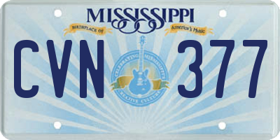 MS license plate CVN377