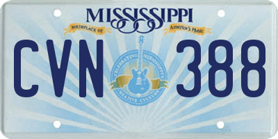 MS license plate CVN388