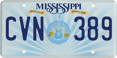 MS license plate CVN389