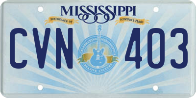 MS license plate CVN403