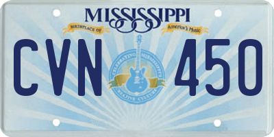 MS license plate CVN450