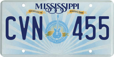 MS license plate CVN455