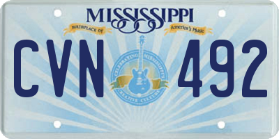 MS license plate CVN492