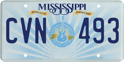 MS license plate CVN493