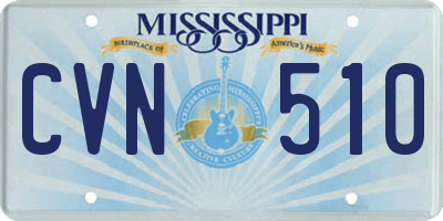 MS license plate CVN510