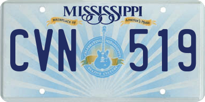 MS license plate CVN519