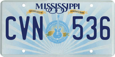 MS license plate CVN536