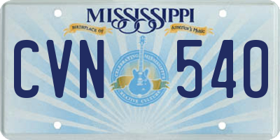 MS license plate CVN540