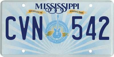 MS license plate CVN542