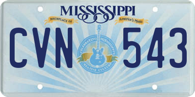 MS license plate CVN543