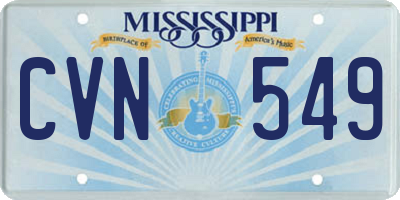 MS license plate CVN549