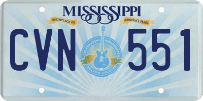 MS license plate CVN551