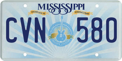 MS license plate CVN580