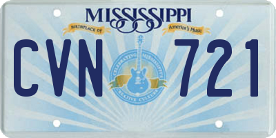 MS license plate CVN721
