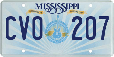 MS license plate CVO207