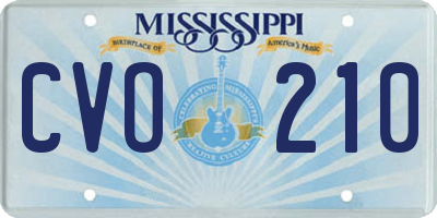 MS license plate CVO210