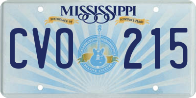 MS license plate CVO215