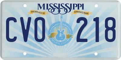 MS license plate CVO218