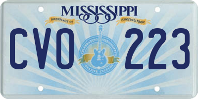 MS license plate CVO223
