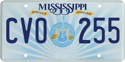 MS license plate CVO255