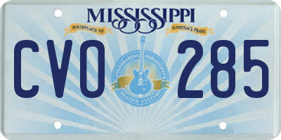 MS license plate CVO285