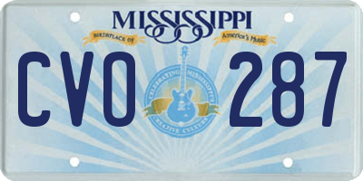 MS license plate CVO287