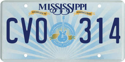 MS license plate CVO314