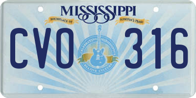 MS license plate CVO316